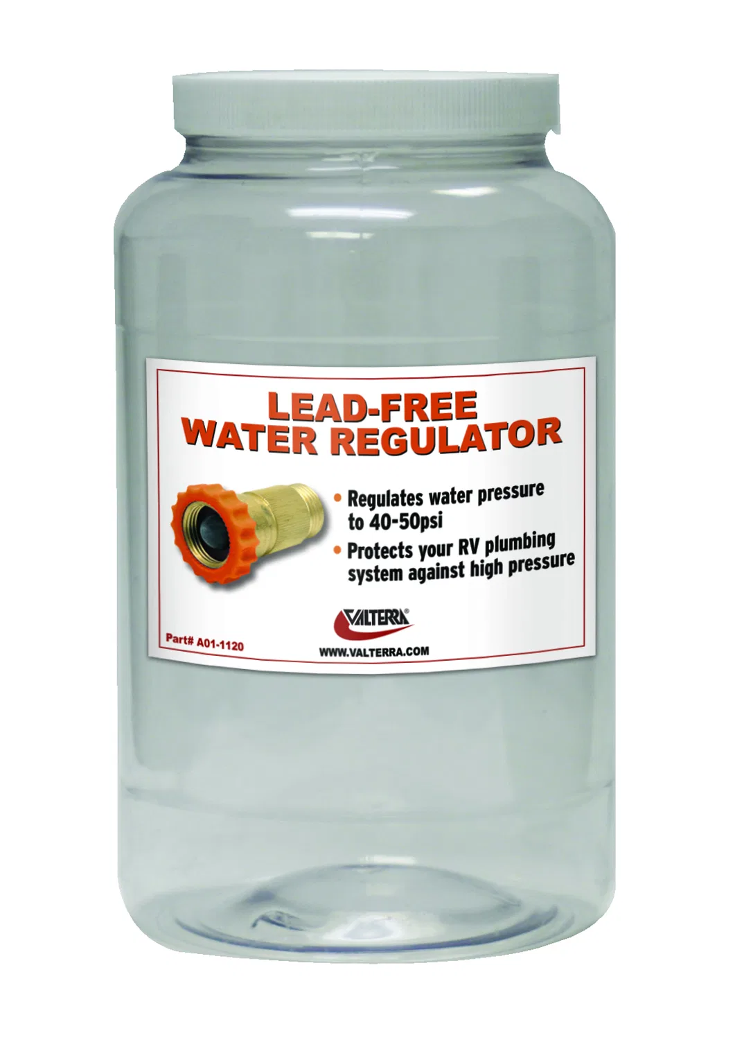 J0112 – VALTERRA LLC Point Of Purchase Display, Water Regulator Display Empty Plastic Jar With Label